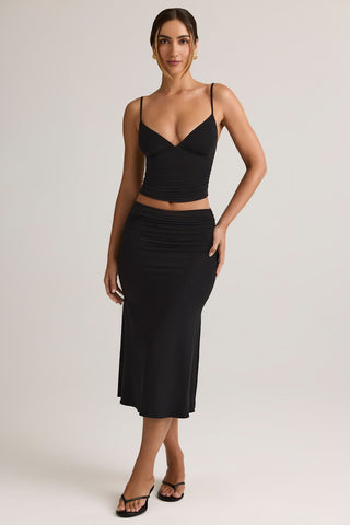 Ruched Modal Midi Skirt