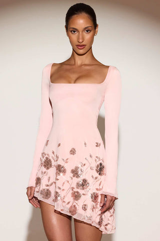 Sparkling Asymmetric Mini Dress