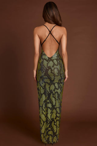 Embellished Halter Maxi Dress