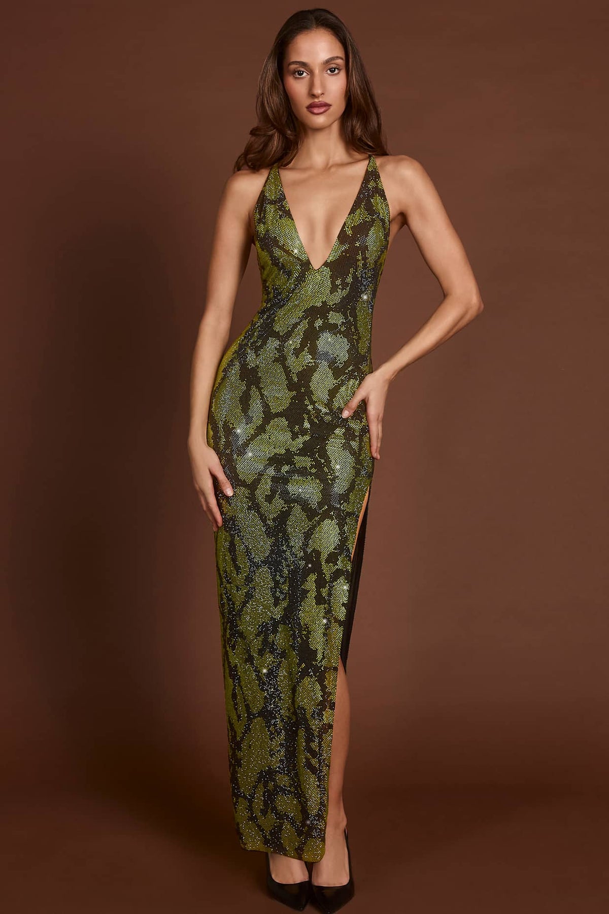 Embellished Halter Maxi Dress