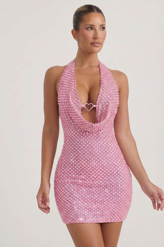 Sparkling Heart Detail Mini Dress
