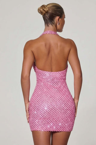 Sparkling Heart Detail Mini Dress