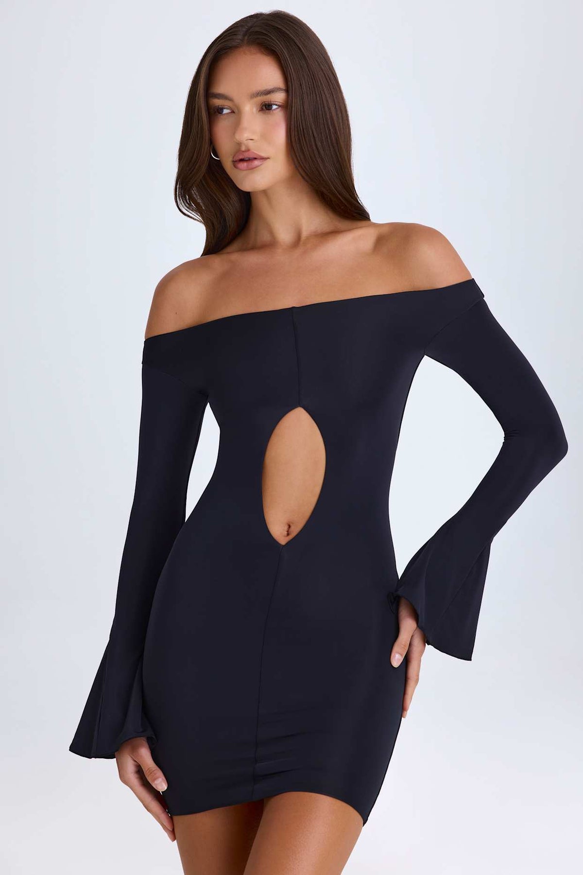 Off Shoulder Mini Dress with Cut Out Detail