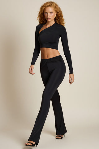 Asymmetric Draped Flared Trousers