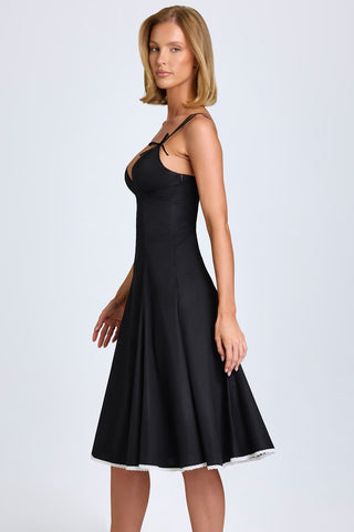 Romantic Bow Detail Lace Trim A Line Midi Dress