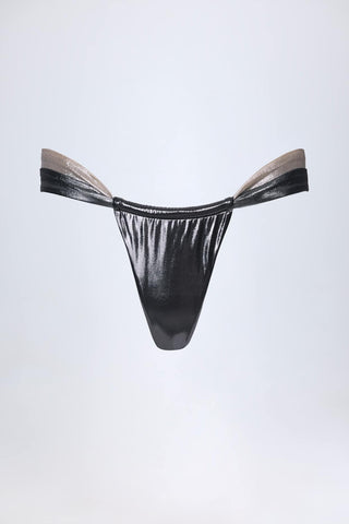 Ruched Foiled Bikini Bottoms