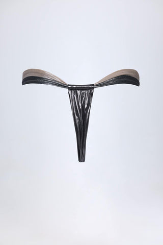 Ruched Foiled Bikini Bottoms