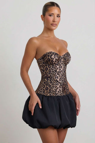 Cut Out Corset Bubble Hem Mini Dress