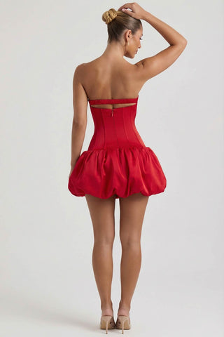 Cut Out Corset Bubble Hem Mini Dress
