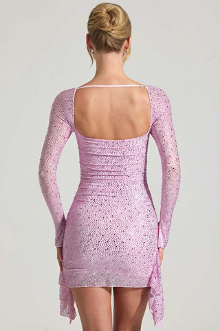 Embellished Draped Mini Dress