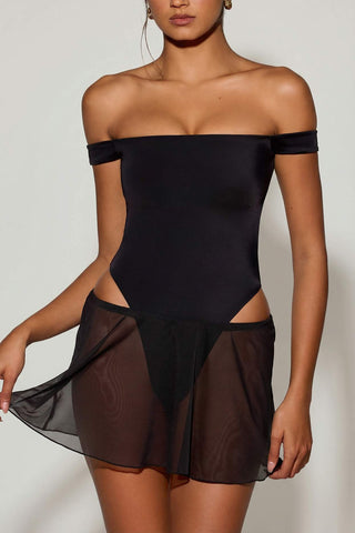 Off Shoulder Layered Mini Dress