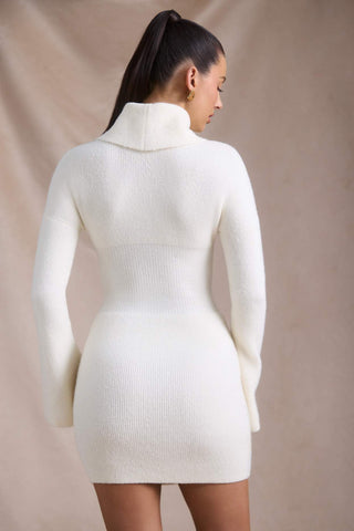 Ribbed Knit Turtleneck Mini Dress