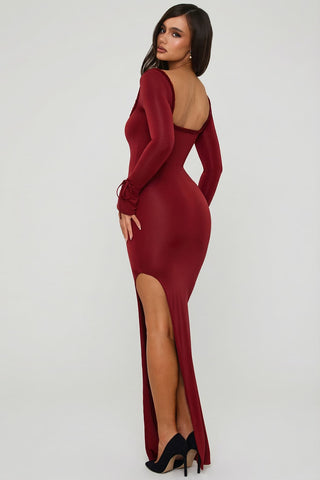 Ruffle Trim Cut Out Maxi Dress