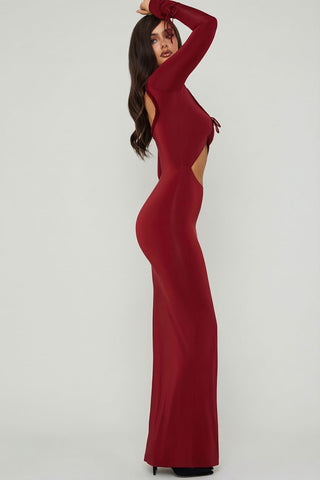 Ruffle Trim Cut Out Maxi Dress