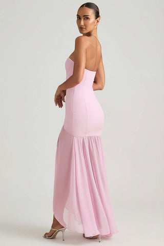 Asymmetric Strapless Fishtail Gown