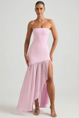 Asymmetric Strapless Fishtail Gown