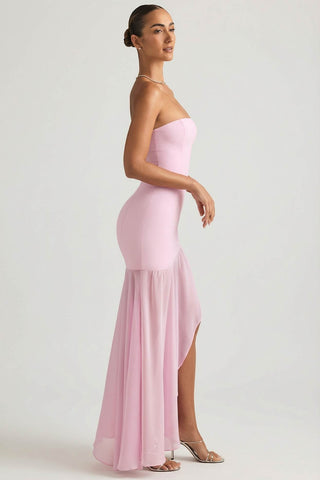 Asymmetric Strapless Fishtail Gown