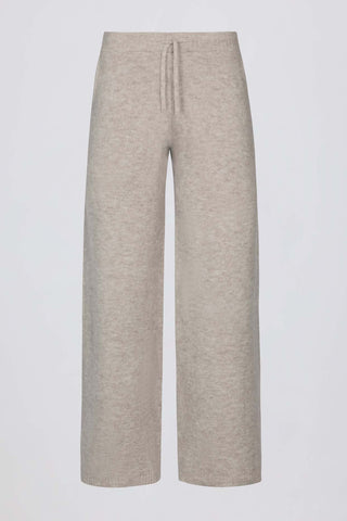 Beige Knit Wide Leg Joggers