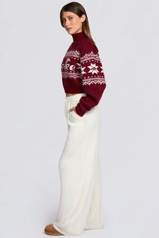 Ivory Knit Wide Leg Joggers