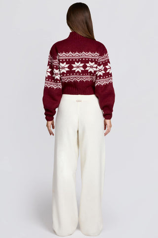 Ivory Knit Wide Leg Joggers