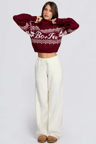 Ivory Knit Wide Leg Joggers
