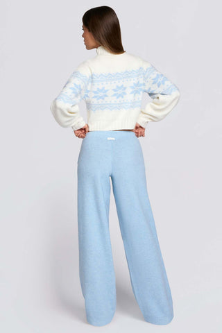 Powder Blue Knit Wide Leg Joggers