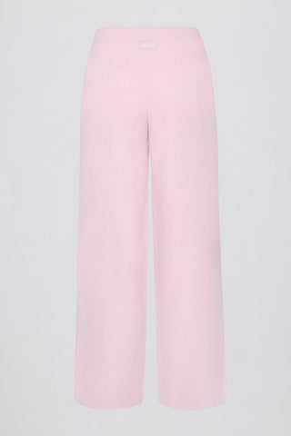 Soft Pink Wide Leg Knit Joggers