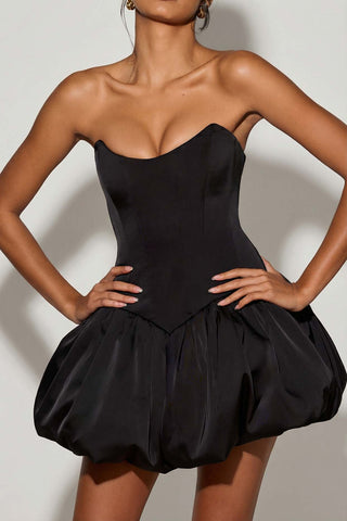 Lace Up Corset Bubble Hem Mini Dress