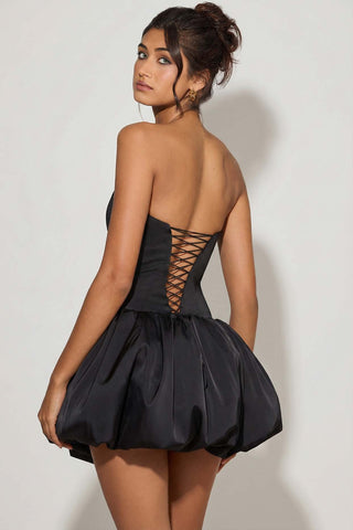 Lace Up Corset Bubble Hem Mini Dress