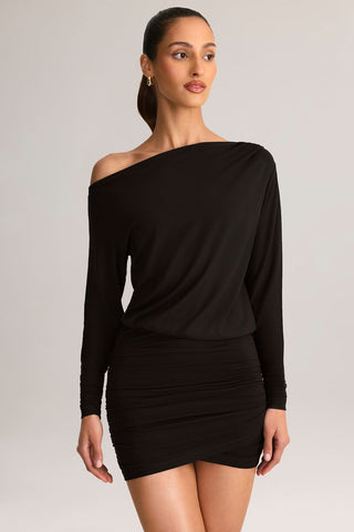Asymmetric Cowl Back Mini Dress