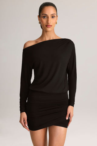 Asymmetric Cowl Back Mini Dress
