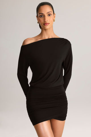 Asymmetric Cowl Back Mini Dress