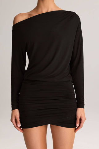 Asymmetric Cowl Back Mini Dress