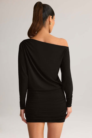 Asymmetric Cowl Back Mini Dress