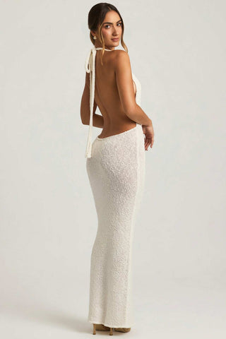 Boucle Halterneck Maxi Dress