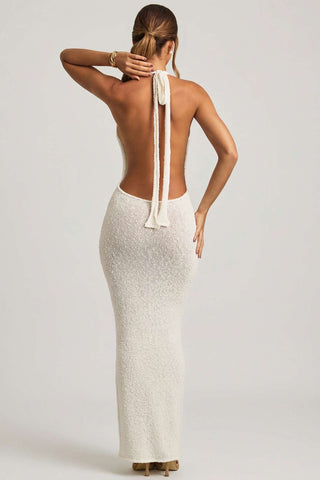 Boucle Halterneck Maxi Dress