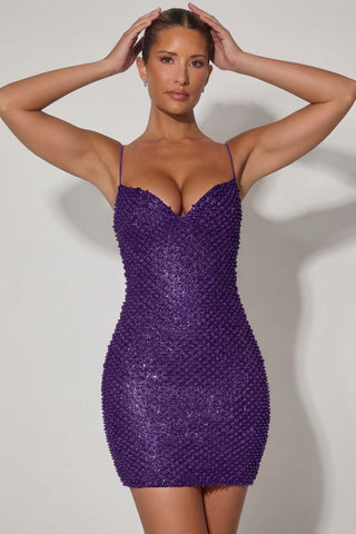 Embellished Sweetheart Mini Dress