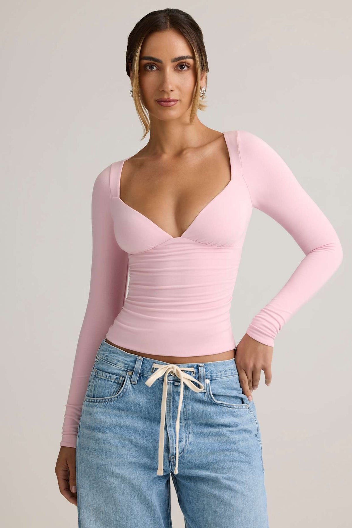 Ruched Modal Long Sleeve Top