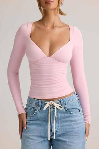 Ruched Modal Long Sleeve Top