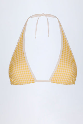 Halterneck Bikini Top with Gingham Print