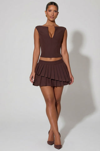 Layered Pleated Mini Skirt