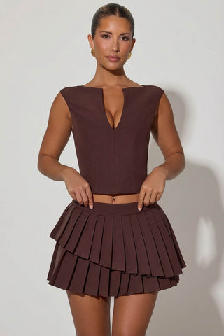 Layered Pleated Mini Skirt