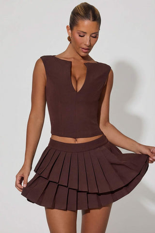 Layered Pleated Mini Skirt
