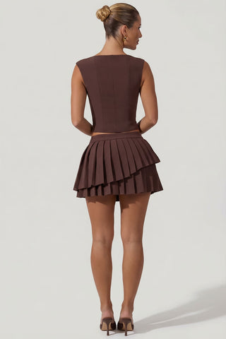 Layered Pleated Mini Skirt