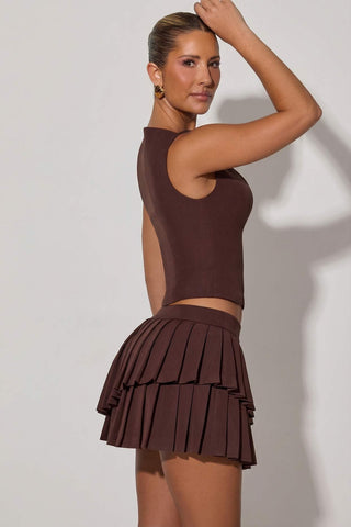 Layered Pleated Mini Skirt