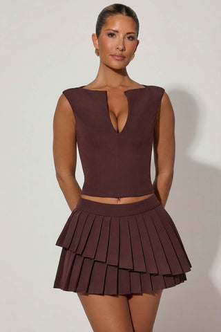 Layered Pleated Mini Skirt