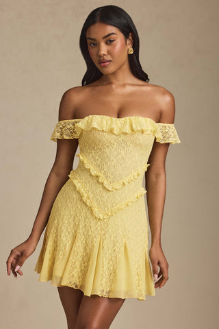 Off Shoulder Lace Mini Dress