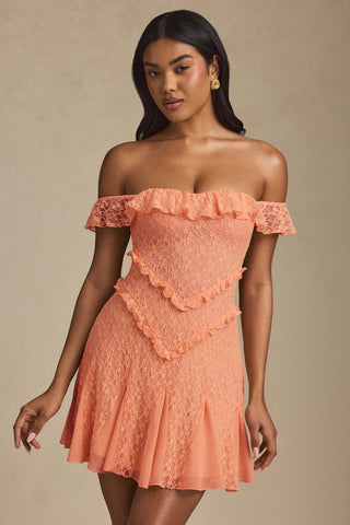 Off Shoulder Lace Mini Dress