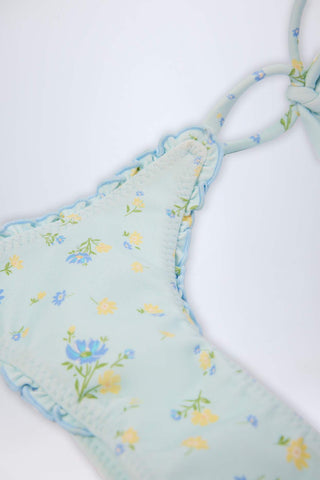 Floral Side Tie Thong Bikini Bottoms