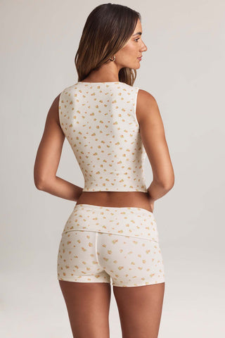 Foldover Waist Ribbed Shorts